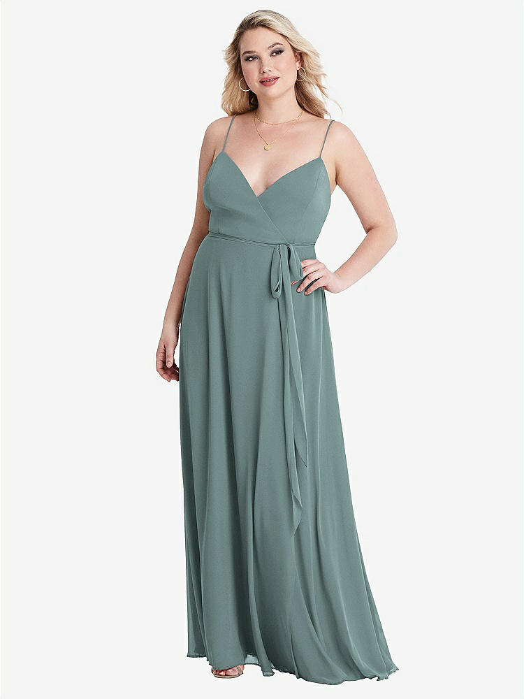 【STYLE: LB011】Chiffon Maxi Wrap Dress with Sash - Cora【COLOR: Icelandic】