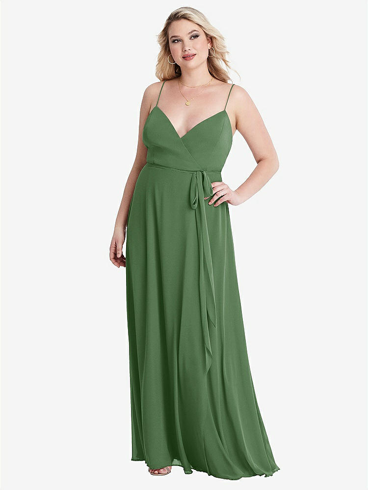 【STYLE: LB011】Chiffon Maxi Wrap Dress with Sash - Cora【COLOR: Vineyard Green】