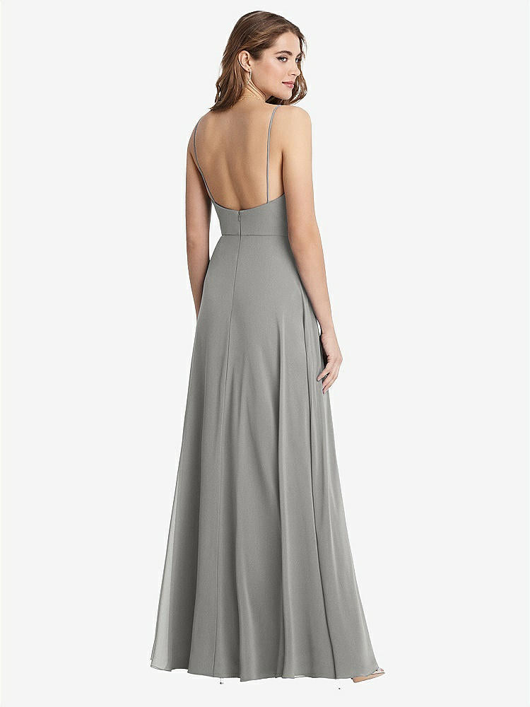 【NEW】【STYLE: LB012】正方形 首 シフォン マキシ ドレス 前面 スリット  -  エリオット【COLOR: Chelsea Gray】【SIZE: 00-30W】