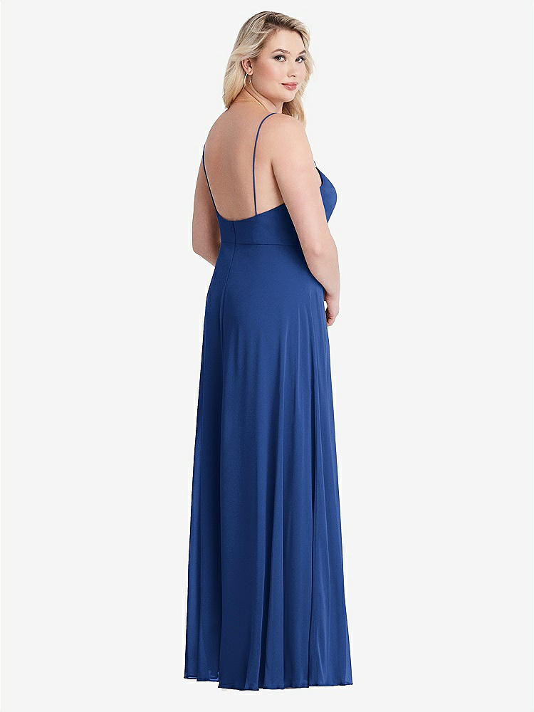 【STYLE: LB012】Square Neck Chiffon Maxi Dress with Front Slit - Elliott【COLOR: Classic Blue】