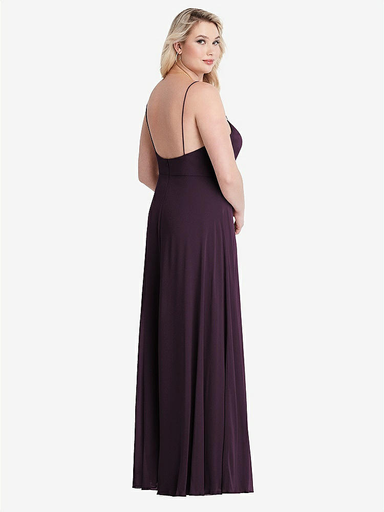 【NEW】【STYLE: LB012】正方形 首 シフォン マキシ ドレス 前面 スリット - エリオット【COLOR: Aubergine】【SIZE: 00-30W】