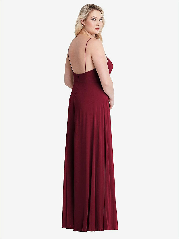 【NEW】【STYLE: LB012】正方形 首 シフォン マキシ ドレス 前面 スリット - エリオット【COLOR: Burgundy】【SIZE: 00-30W】