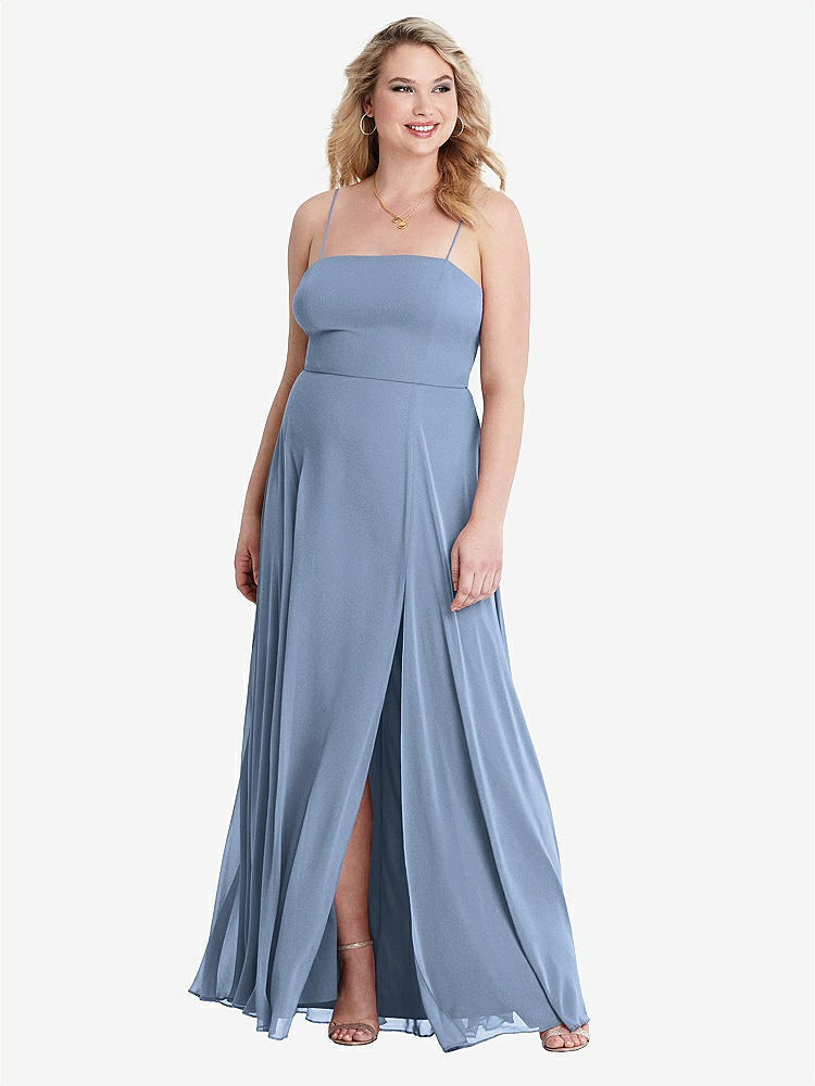 【STYLE: LB012】Square Neck Chiffon Maxi Dress with Front Slit - Elliott【COLOR: Cloudy】