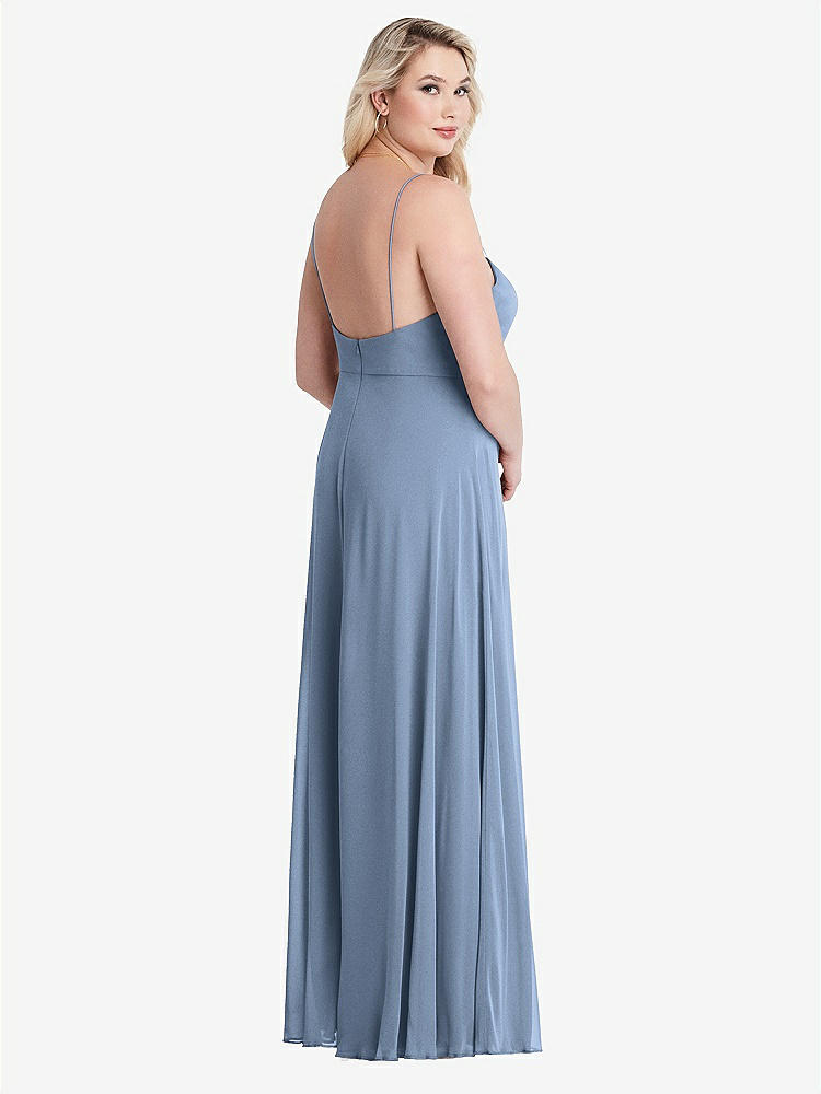 【STYLE: LB012】Square Neck Chiffon Maxi Dress with Front Slit - Elliott【COLOR: Cloudy】