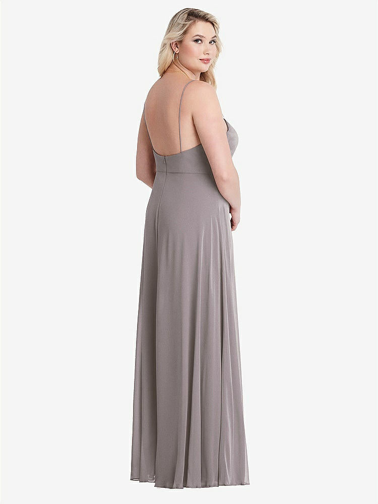 【NEW】【STYLE: LB012】正方形 首 シフォン マキシ ドレス 前面 スリット - エリオット【COLOR: Cashmere Gray】【SIZE: 00-30W】
