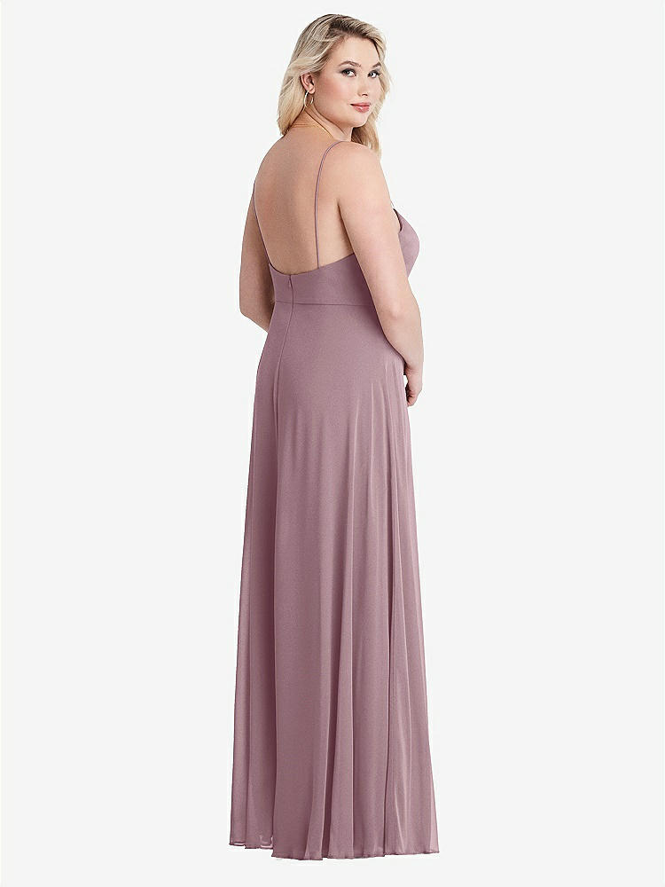 【NEW】【STYLE: LB012】正方形 首 シフォン マキシ ドレス 前面 スリット - エリオット【COLOR: Dusty Rose】【SIZE: 00-30W】