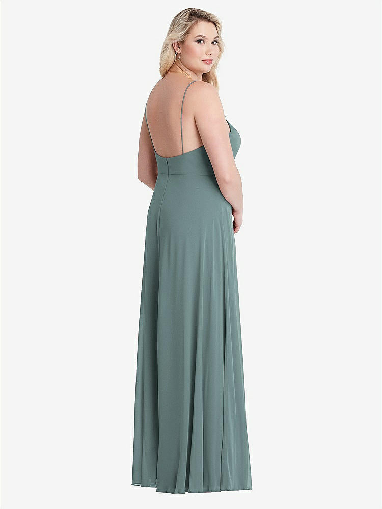 【STYLE: LB012】Square Neck Chiffon Maxi Dress with Front Slit - Elliott【COLOR: Icelandic】