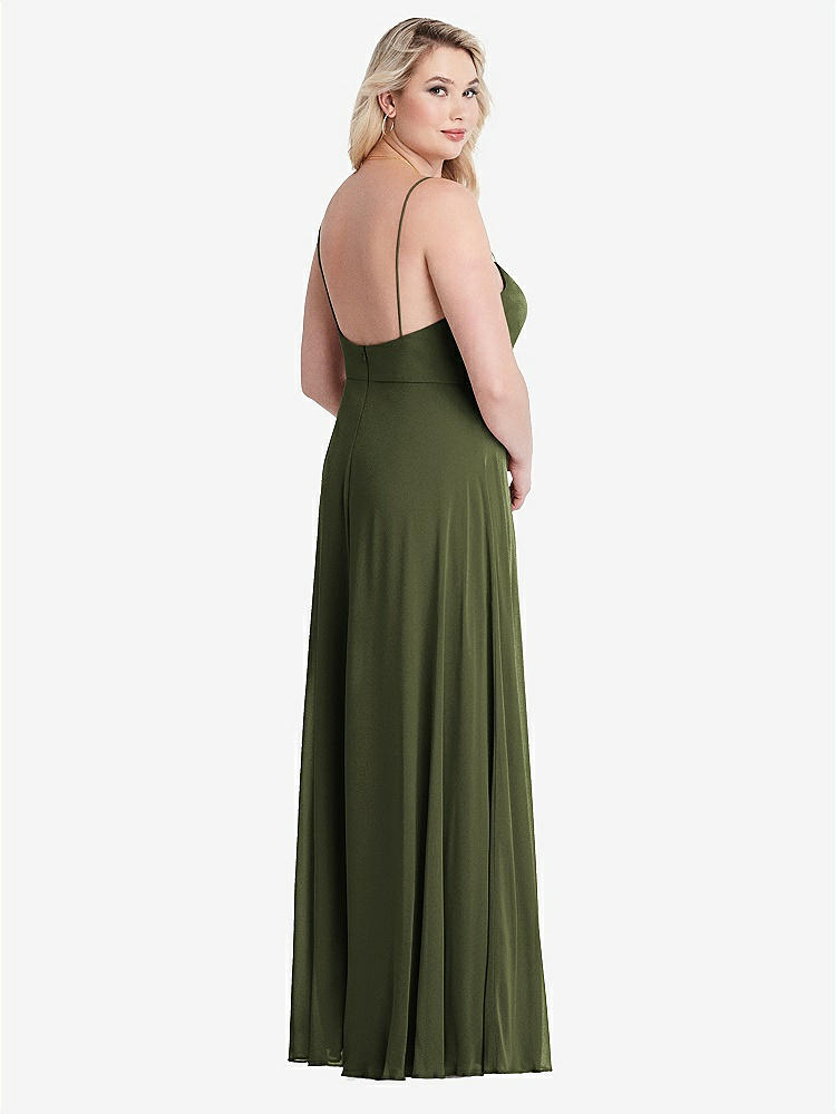 【STYLE: LB012】Square Neck Chiffon Maxi Dress with Front Slit - Elliott【COLOR: Olive Green】