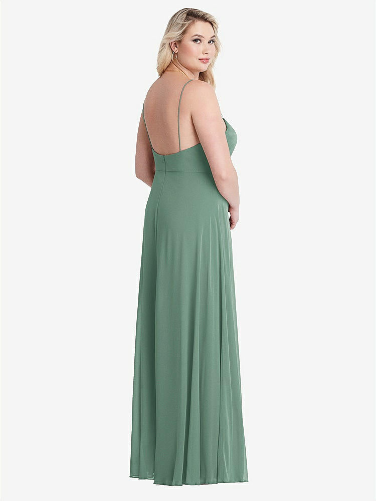【STYLE: LB012】Square Neck Chiffon Maxi Dress with Front Slit - Elliott【COLOR: Seagrass】