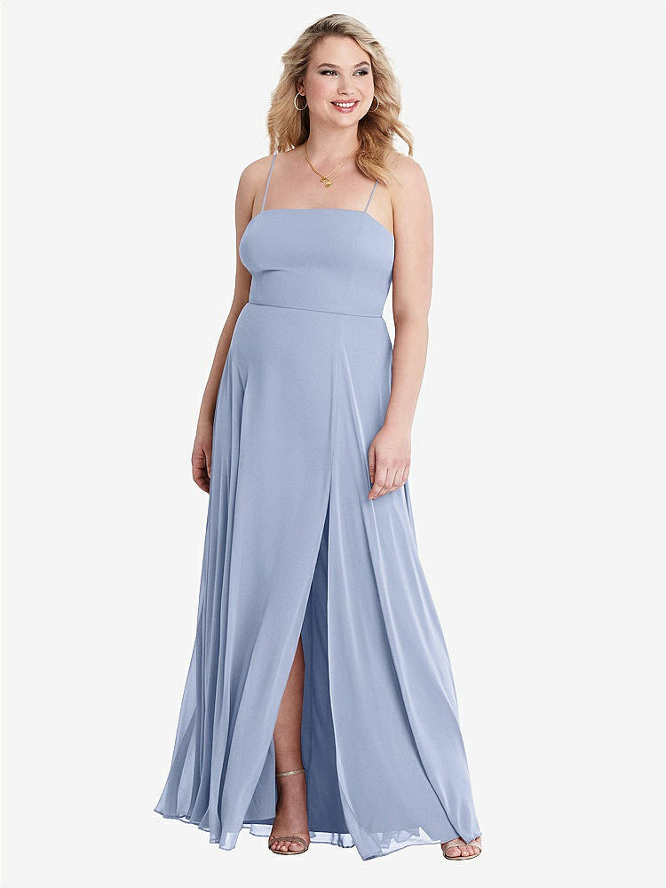 【STYLE: LB012】Square Neck Chiffon Maxi Dress with Front Slit - Elliott【COLOR: Sky Blue】