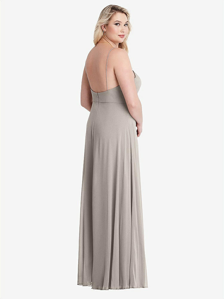 【STYLE: LB012】Square Neck Chiffon Maxi Dress with Front Slit - Elliott【COLOR: Taupe】