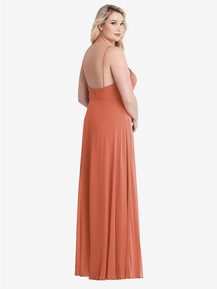 【STYLE: LB012】Square Neck Chiffon Maxi Dress with Front Slit - Elliott【COLOR: Terracotta Copper】