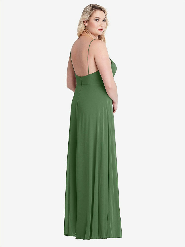 【STYLE: LB012】Square Neck Chiffon Maxi Dress with Front Slit - Elliott【COLOR: Vineyard Green】