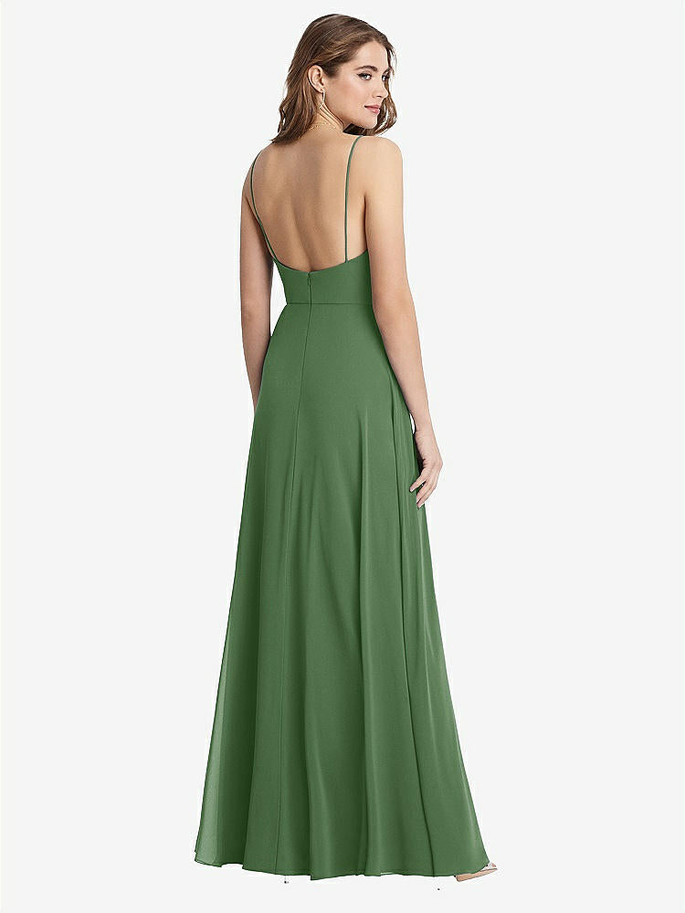 【STYLE: LB012】Square Neck Chiffon Maxi Dress with Front Slit - Elliott【COLOR: Vineyard Green】
