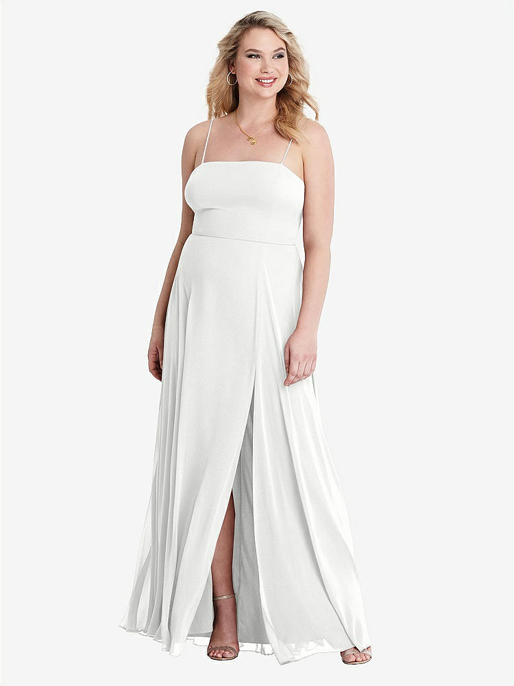 【STYLE: LB012】Square Neck Chiffon Maxi Dress with Front Slit - Elliott【COLOR: White】