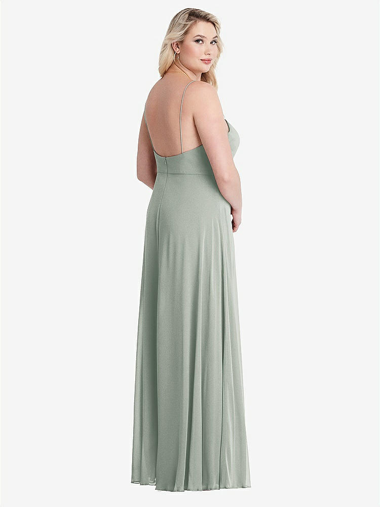 【STYLE: LB012】Square Neck Chiffon Maxi Dress with Front Slit - Elliott【COLOR: Willow Green】