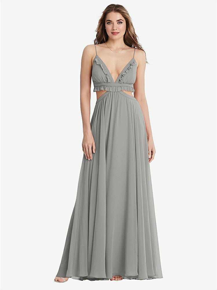 【NEW】【STYLE: LB014】フリル シフォン カットアウト マキシ ドレス  -  ジェシー【COLOR: Chelsea Gray】【SIZE: 00-30W】