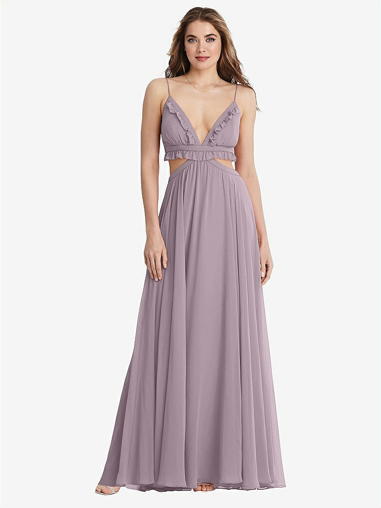 【STYLE: LB014】Ruffled Chiffon Cutout Maxi Dress - Jessie【COLOR: Lilac Dusk】