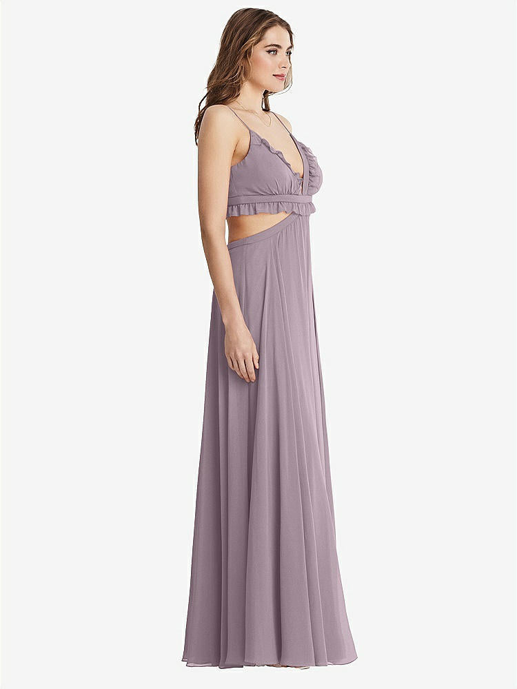 【STYLE: LB014】Ruffled Chiffon Cutout Maxi Dress - Jessie【COLOR: Lilac Dusk】