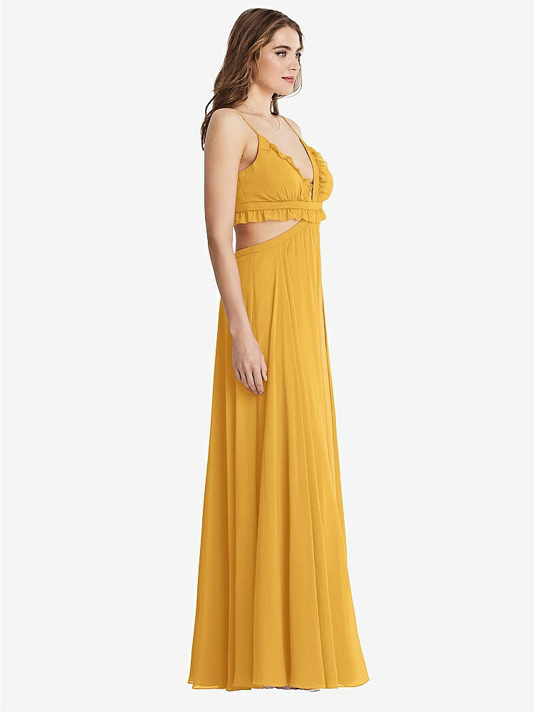 【STYLE: LB014】Ruffled Chiffon Cutout Maxi Dress - Jessie【COLOR: NYC Yellow】
