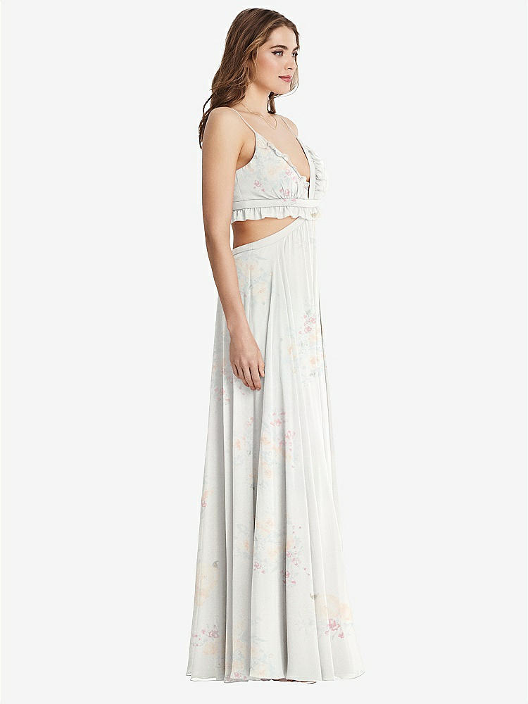 【STYLE: LB014】Ruffled Chiffon Cutout Maxi Dress - Jessie【COLOR: Spring Fling】