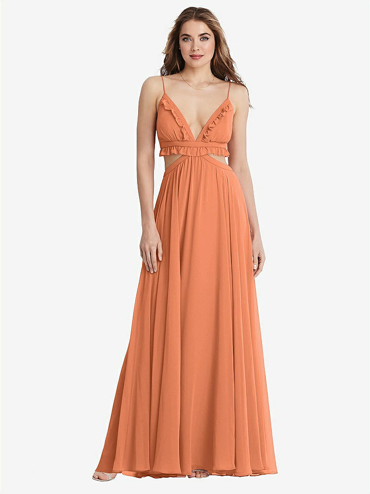 【NEW】【STYLE: LB014】フリル シフォン カットアウト マキシ ドレス - ジェシー【COLOR: Sweet Melon】【SIZE: 00-30W】