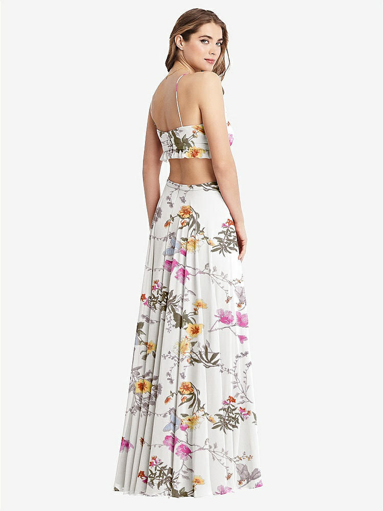 【STYLE: LB014】Ruffled Chiffon Cutout Maxi Dress - Jessie【COLOR: Butterfly Botanica Ivory】