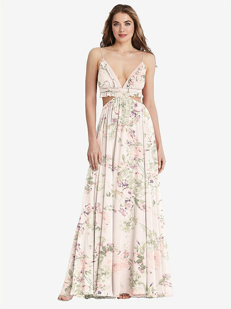 【NEW】【STYLE: LB014】フリル シフォン カットアウト マキシ ドレス  -  ジェシー【COLOR: Blush Garden】【SIZE: 00-30W】