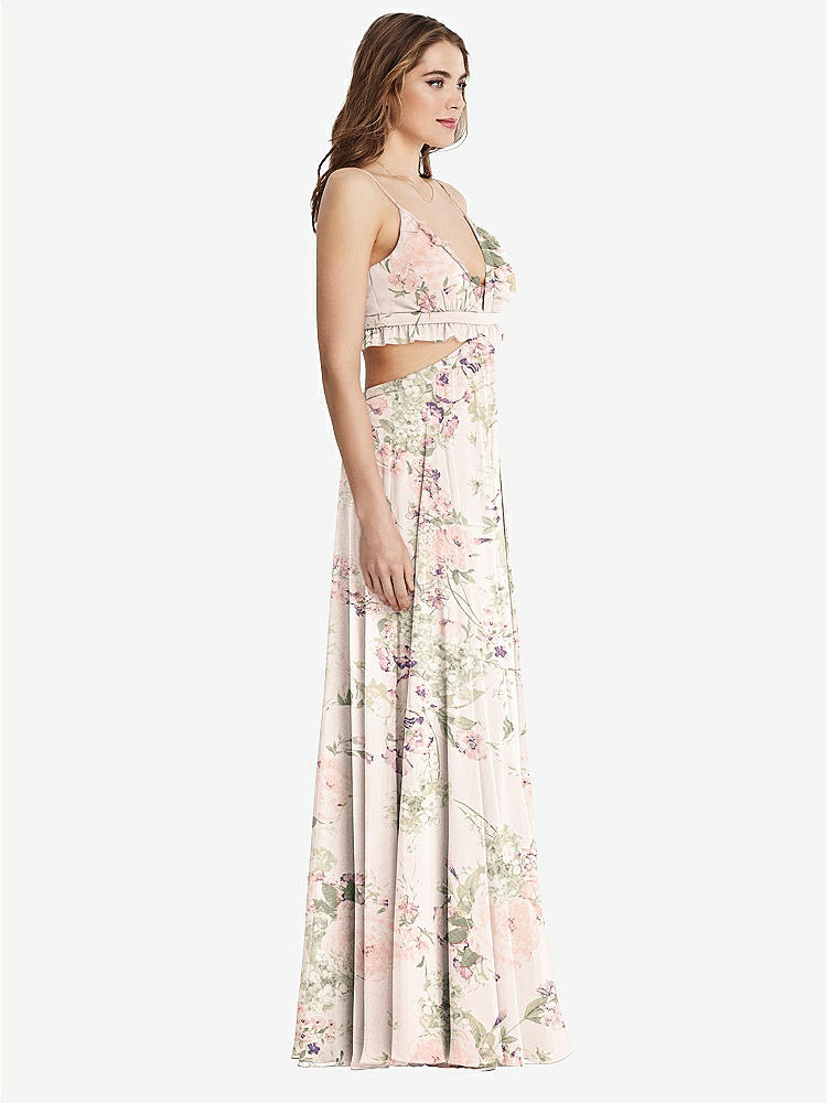 【NEW】【STYLE: LB014】フリル シフォン カットアウト マキシ ドレス  -  ジェシー【COLOR: Blush Garden】【SIZE: 00-30W】