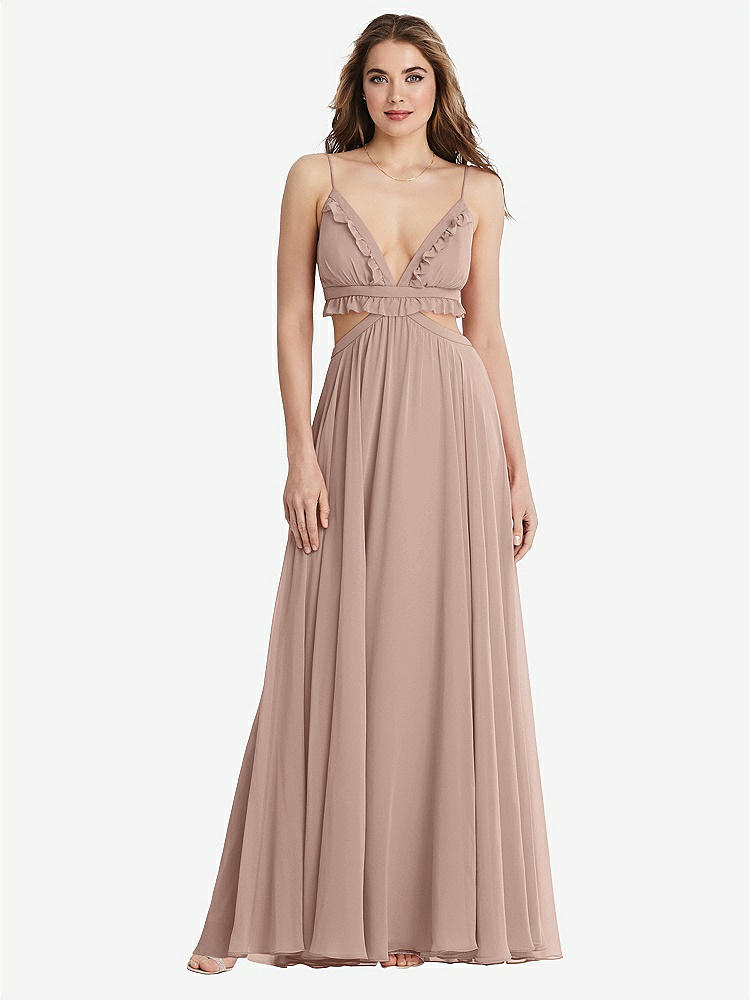 【STYLE: LB014】Ruffled Chiffon Cutout Maxi Dress - Jessie【COLOR: Bliss】