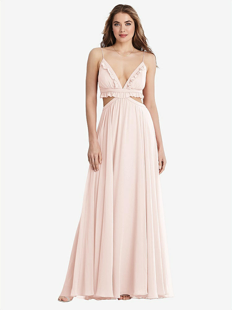 【STYLE: LB014】Ruffled Chiffon Cutout Maxi Dress - Jessie【COLOR: Blush】