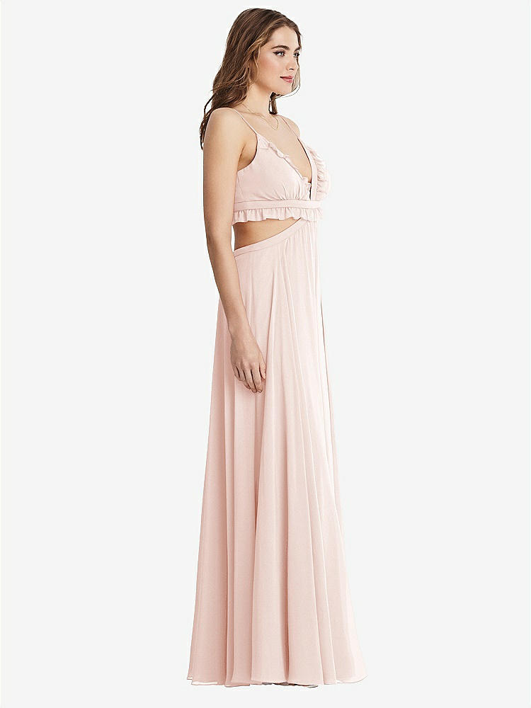 【STYLE: LB014】Ruffled Chiffon Cutout Maxi Dress - Jessie【COLOR: Blush】