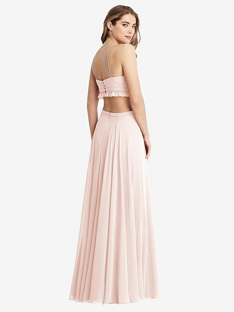 【STYLE: LB014】Ruffled Chiffon Cutout Maxi Dress - Jessie【COLOR: Blush】