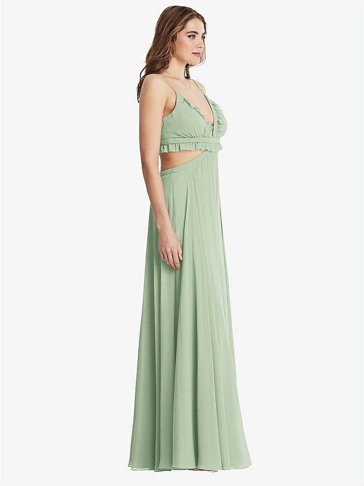 【STYLE: LB014】Ruffled Chiffon Cutout Maxi Dress - Jessie【COLOR: Celadon】