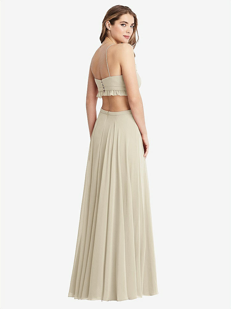 【STYLE: LB014】Ruffled Chiffon Cutout Maxi Dress - Jessie【COLOR: Champagne】