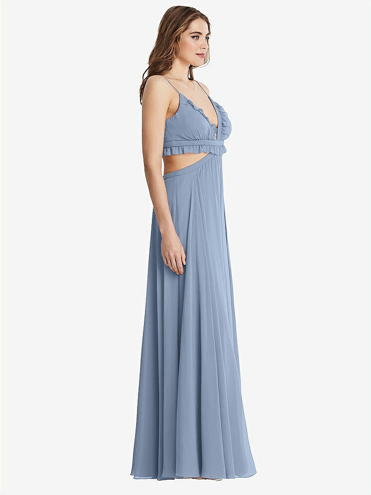 【STYLE: LB014】Ruffled Chiffon Cutout Maxi Dress - Jessie【COLOR: Cloudy】