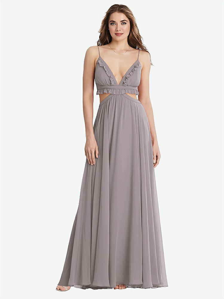 【NEW】【STYLE: LB014】フリル シフォン カットアウト マキシ ドレス  -  ジェシー【COLOR: Cashmere Gray】【SIZE: 00-30W】