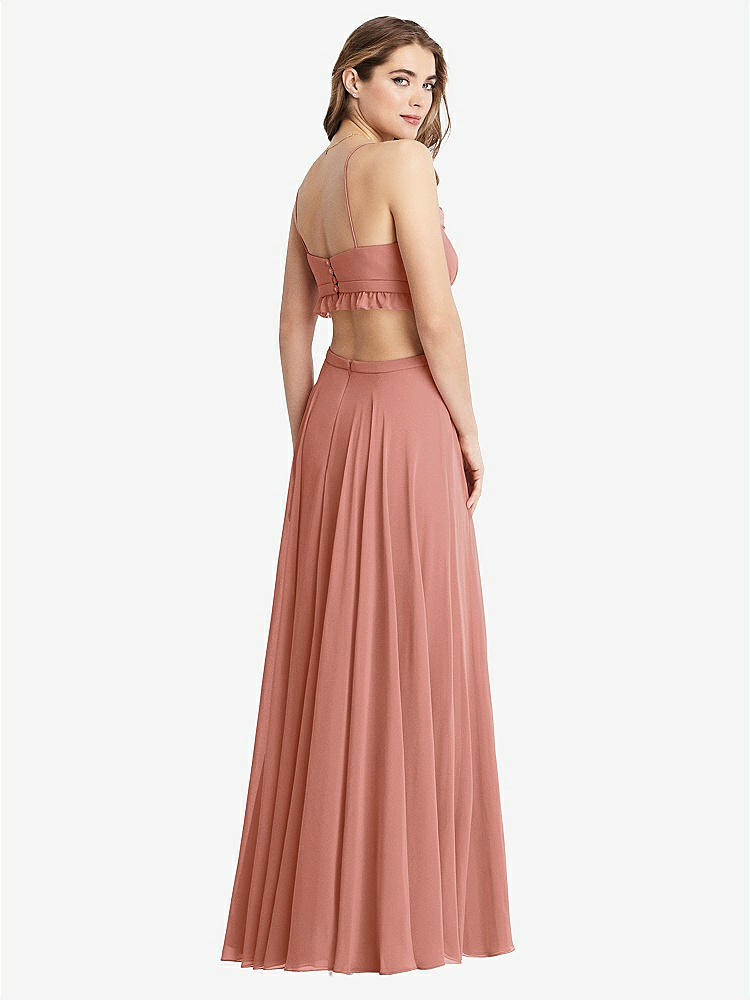 【STYLE: LB014】Ruffled Chiffon Cutout Maxi Dress - Jessie【COLOR: Desert Rose】