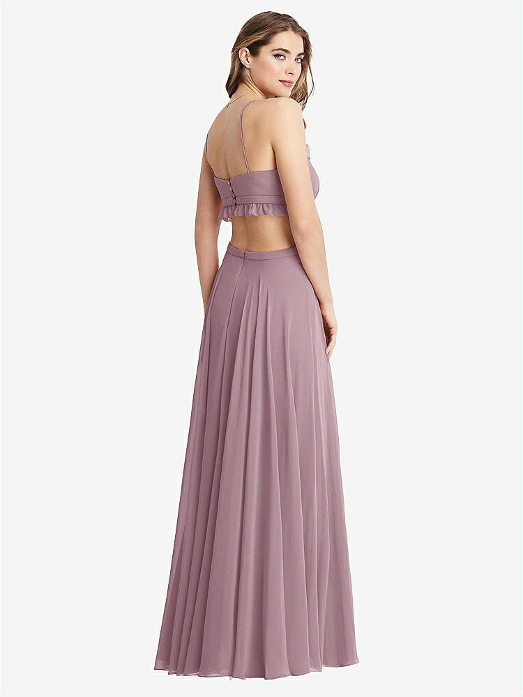 【NEW】【STYLE: LB014】フリル シフォン カットアウト マキシ ドレス - ジェシー【COLOR: Dusty Rose】【SIZE: 00-30W】