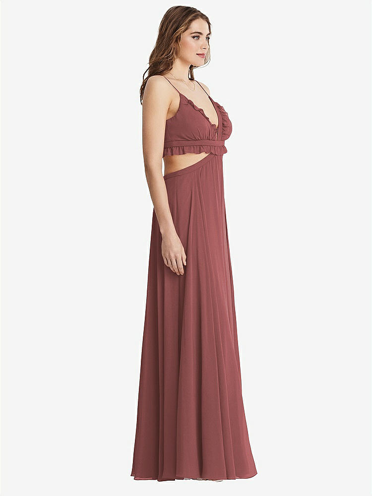 【STYLE: LB014】Ruffled Chiffon Cutout Maxi Dress - Jessie【COLOR: English Rose】