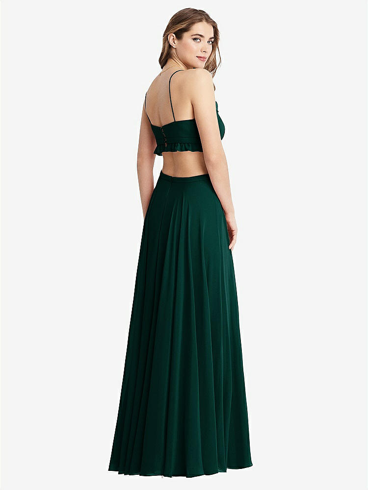 【STYLE: LB014】Ruffled Chiffon Cutout Maxi Dress - Jessie【COLOR: Evergreen】
