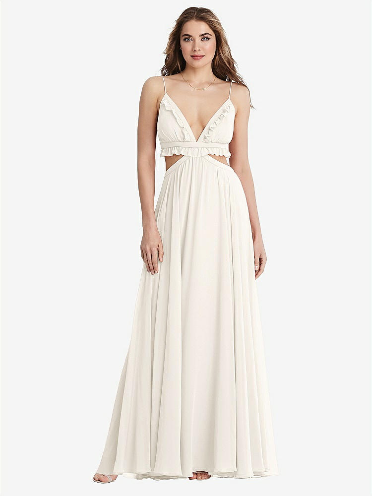 【STYLE: LB014】Ruffled Chiffon Cutout Maxi Dress - Jessie【COLOR: Ivory】