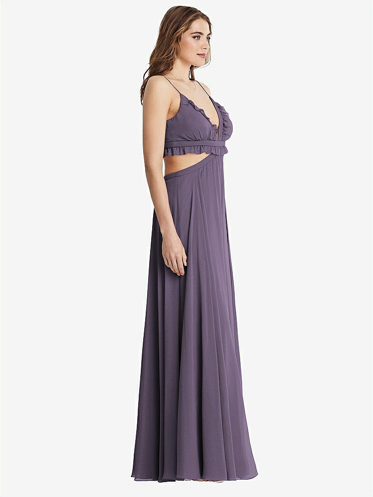 【STYLE: LB014】Ruffled Chiffon Cutout Maxi Dress - Jessie【COLOR: Lavender】
