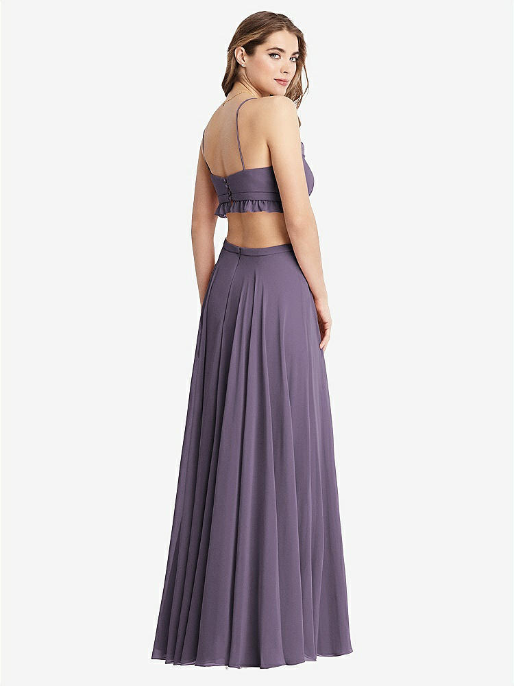 【STYLE: LB014】Ruffled Chiffon Cutout Maxi Dress - Jessie【COLOR: Lavender】