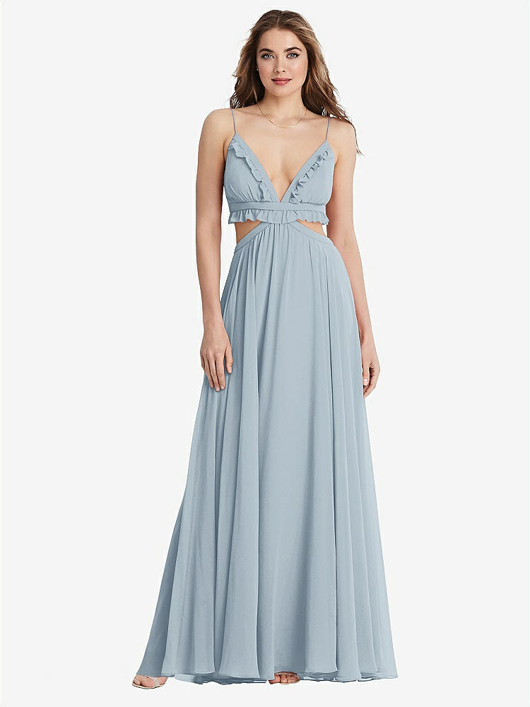 【STYLE: LB014】Ruffled Chiffon Cutout Maxi Dress - Jessie【COLOR: Mist】