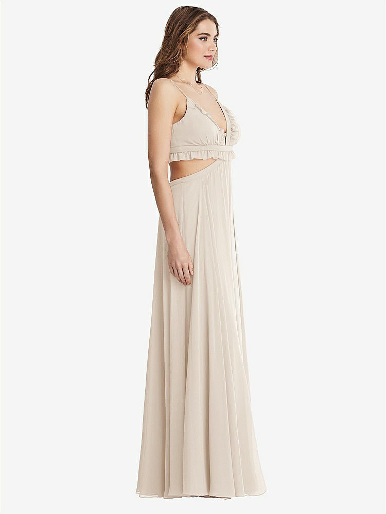 【STYLE: LB014】Ruffled Chiffon Cutout Maxi Dress - Jessie【COLOR: Oat】