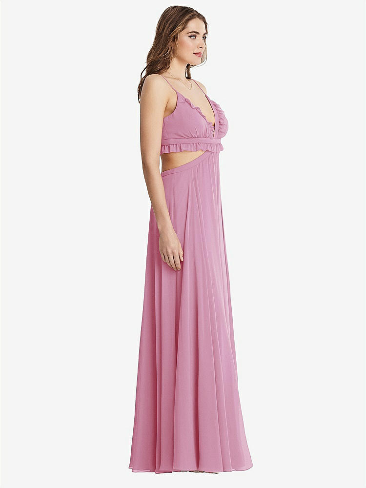 【STYLE: LB014】Ruffled Chiffon Cutout Maxi Dress - Jessie【COLOR: Powder Pink】