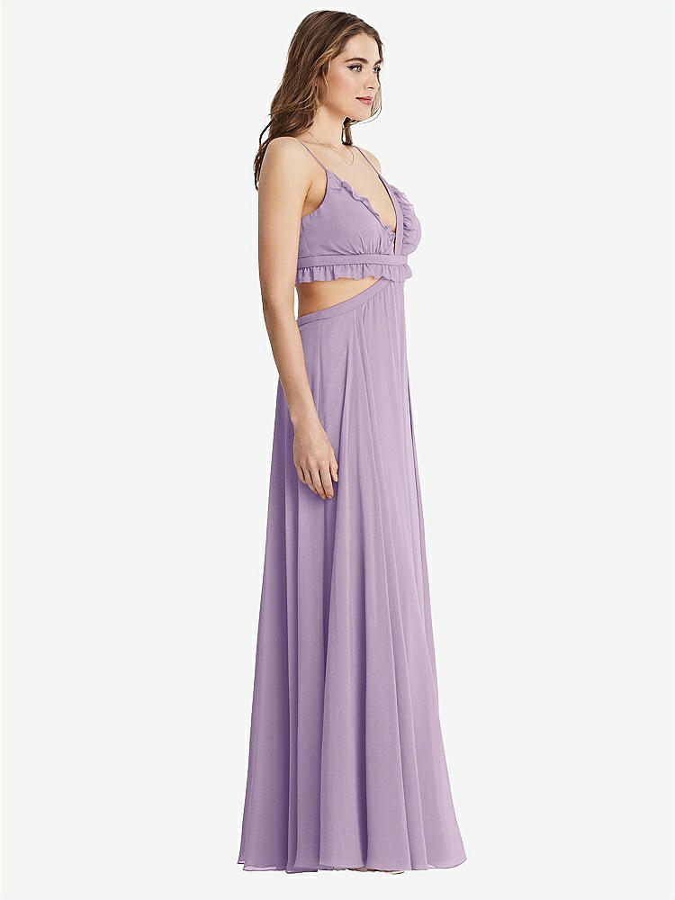 【STYLE: LB014】Ruffled Chiffon Cutout Maxi Dress - Jessie【COLOR: Pale Purple】