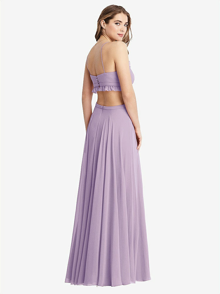 【STYLE: LB014】Ruffled Chiffon Cutout Maxi Dress - Jessie【COLOR: Pale Purple】