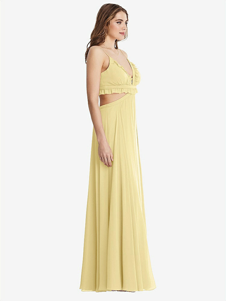 【STYLE: LB014】Ruffled Chiffon Cutout Maxi Dress - Jessie【COLOR: Pale Yellow】